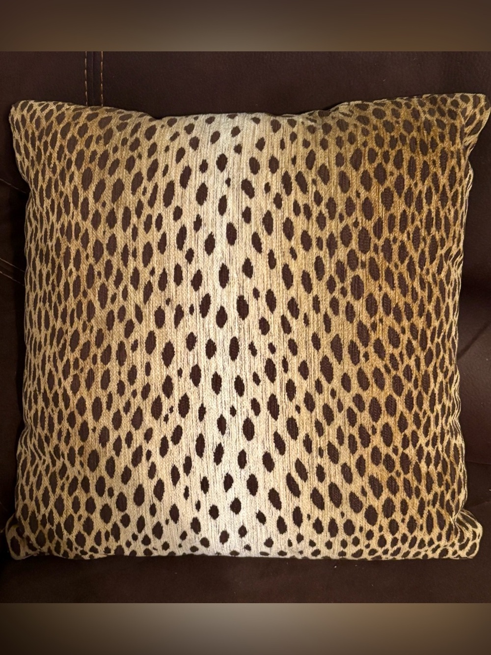 Leopard Spot Decorative Accent Pillow in Brown and Cream